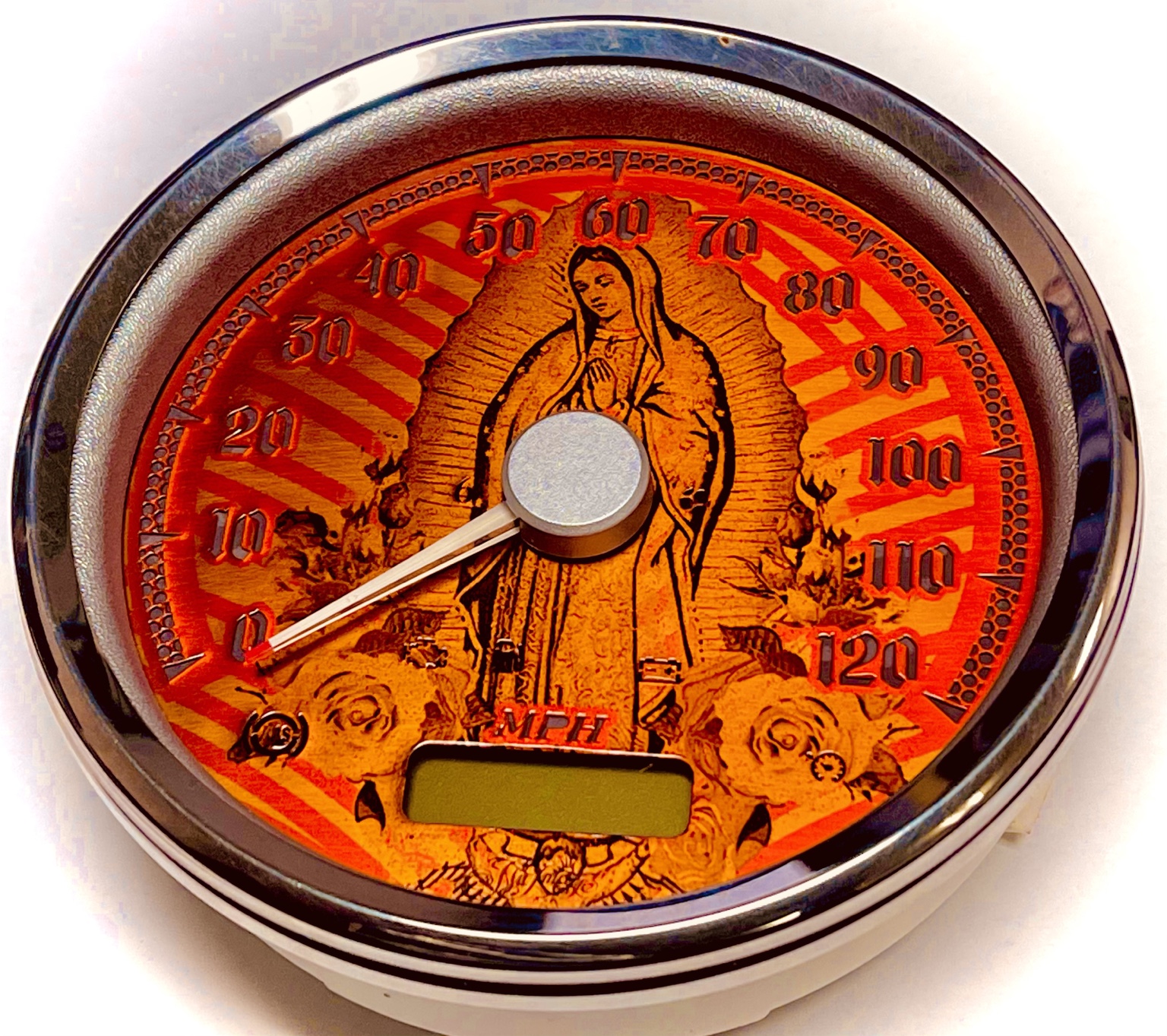 Orange custom Harley gauge
