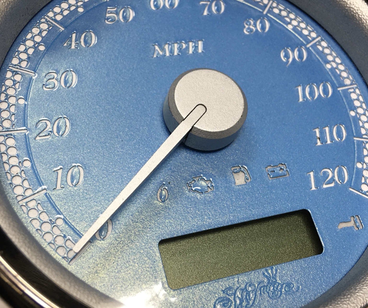 Blue custom speedometer