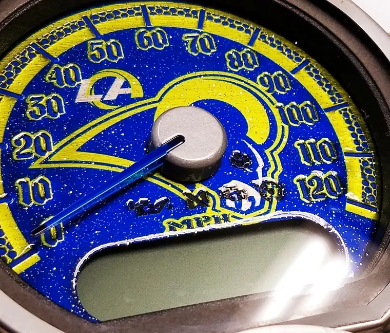 Custom Harley gauge work by Bagger Gauges