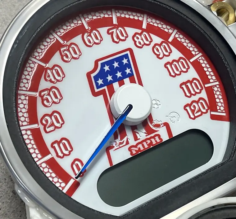 Custom Harley gauge work by Bagger Gauges