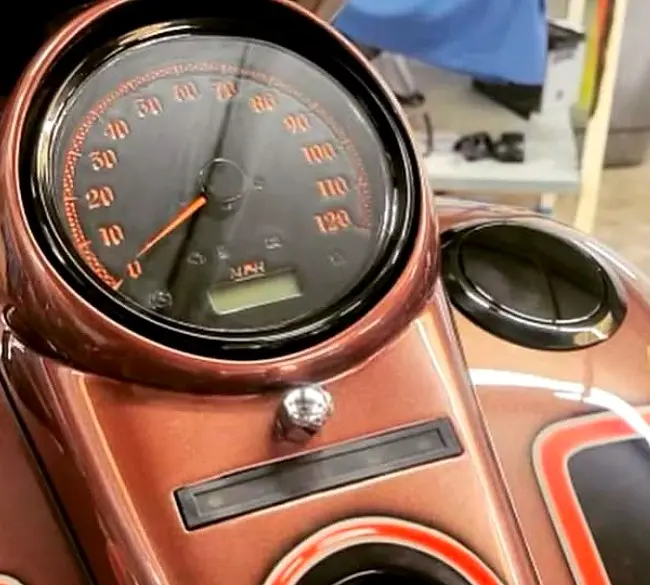 Custom Harley gauge work by Bagger Gauges