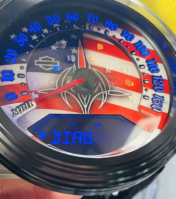 Custom Harley gauge work by Bagger Gauges