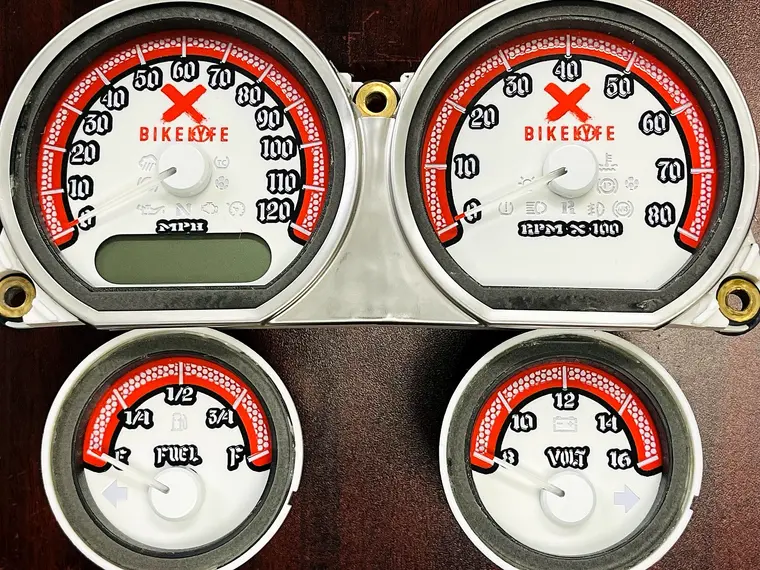 Custom Harley gauge work by Bagger Gauges
