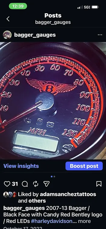 Custom Harley gauge work by Bagger Gauges