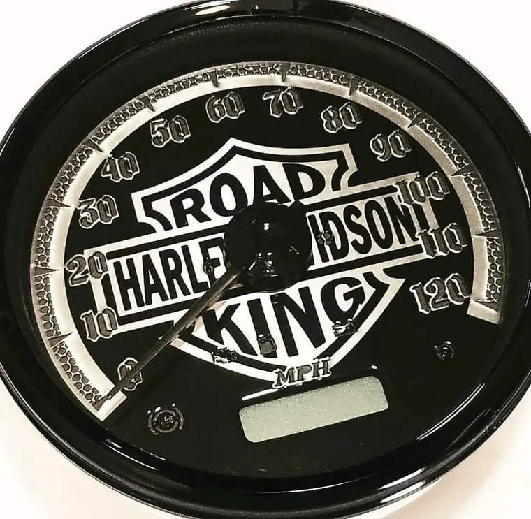 Custom Harley gauge work by Bagger Gauges