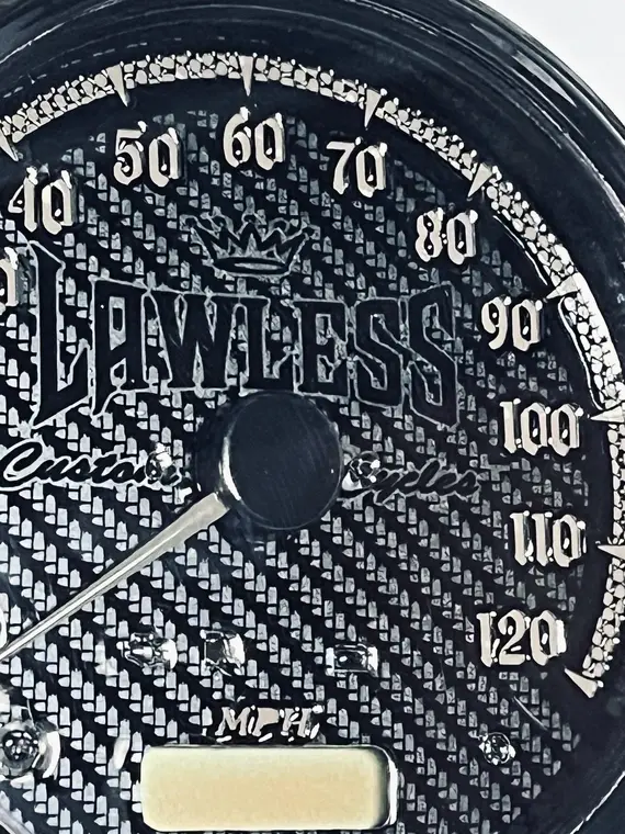 Lawless custom Harley speedometer face
