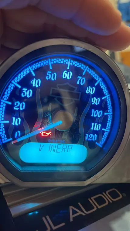 Blue LED illuminated custom Harley speedometer