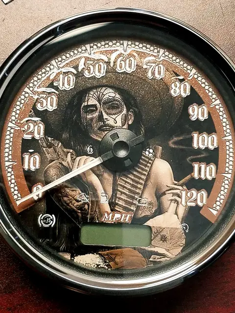 Custom Harley bagger gauge faceplate and LED gauge upgrade