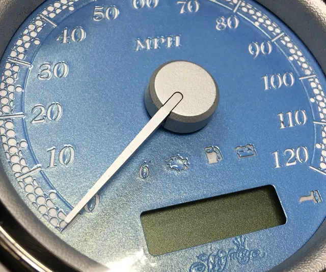 Blue LED custom Harley speedometer and gauge upgrade